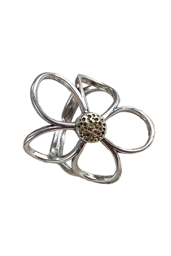 Opening Adjustable Hollow Flower Open Rings Finger Jewelry Metal Texture for Fashion Lover