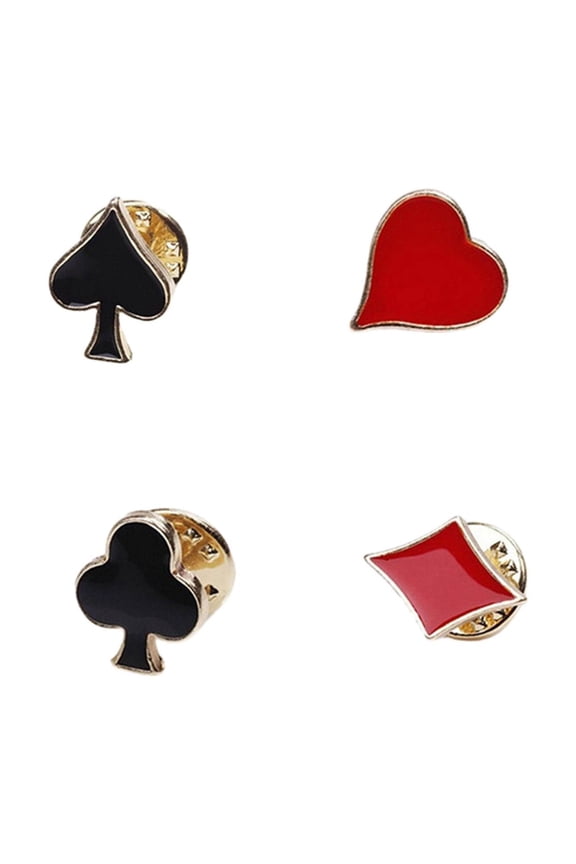 Pack of 4 Card Lapel Pins Collar Pins Fashion Accessories Suit Brooch Dress Brooch Set for Shirts Scarves Revers
