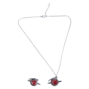 Fogun Pendant Neckchain Badge Pin Crow Brooch Necklace Set Inspired Anime Character for Fashion Enthusiasts and Cosplay