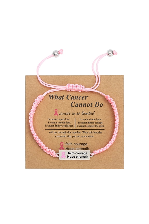 Pink Ribbon Charm Bracelet Breast Cancers Awareness Bracelets Faith Hope Courage Strength Inspirational Bangle Jewelry