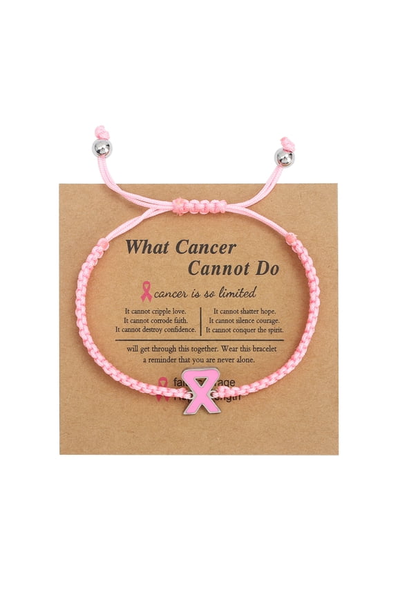 Pink Ribbon Charm Bracelet Breast Cancers Awareness Bracelets Faith Hope Courage Strength Inspirational Bangle Jewelry