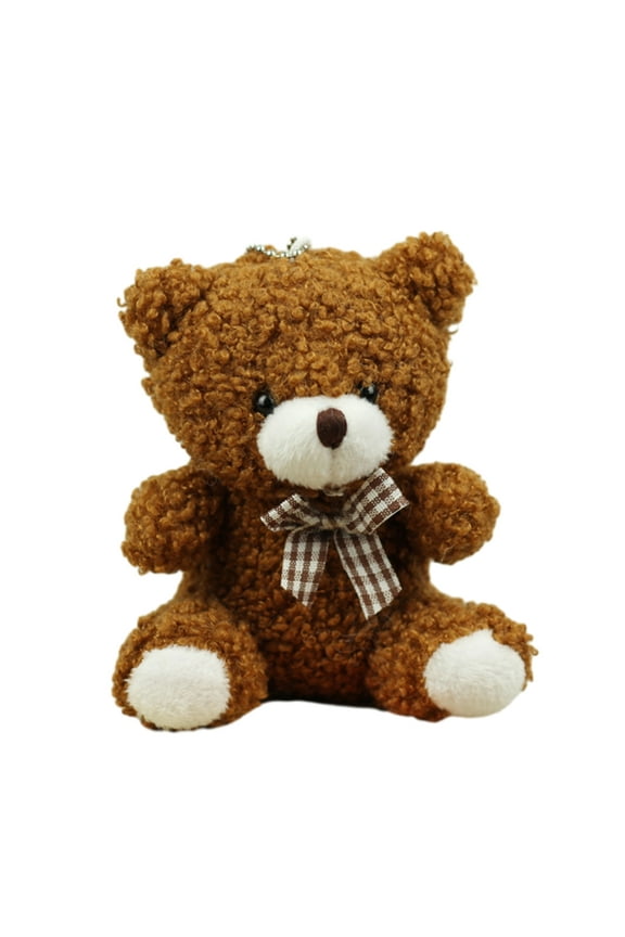 Plush Bow Bear Keychain Cartoon Animal Pendant Keyring Fashionable Couples Key Rings Jewelry for Backpacks and Phones