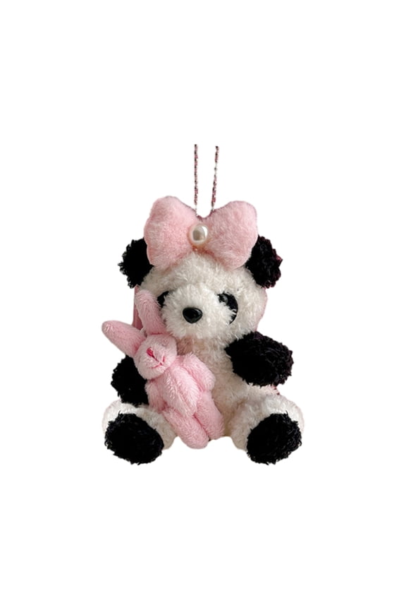 Plush Panda Charm Keychains Sweet Pendant Car Keyring Phone Decoration Back Clip Fashion Jewelry for Women Girl
