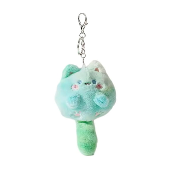 Fogun Plush Squeaking Pendant Stuffed Cat Doll Keychain Lovely Key Rings Birthday Accessory for Students and Anime Fans