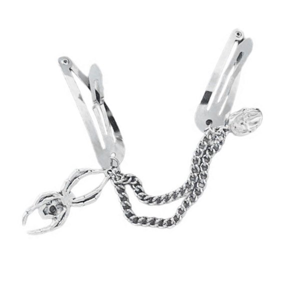 Fogun Punk Hairpins Skull Hair Clip Simple Hair Barrettes Nonrust Duckbills Clip for Female Halloween Hair Styling Tool