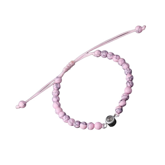 Fogun Romance Projection Bracelet Featuring 100 Languages Crystals Mattes Stone Designs for Couples and Special Occasion