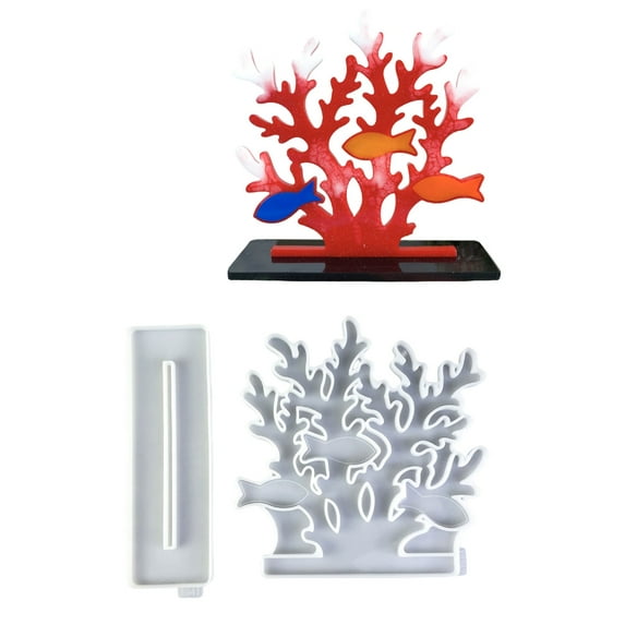 Fogun Set of 2 Study Silicone Mold Set For Making Delicate Corals Fish Figurines Suitable For Bedroom And Office Decoration