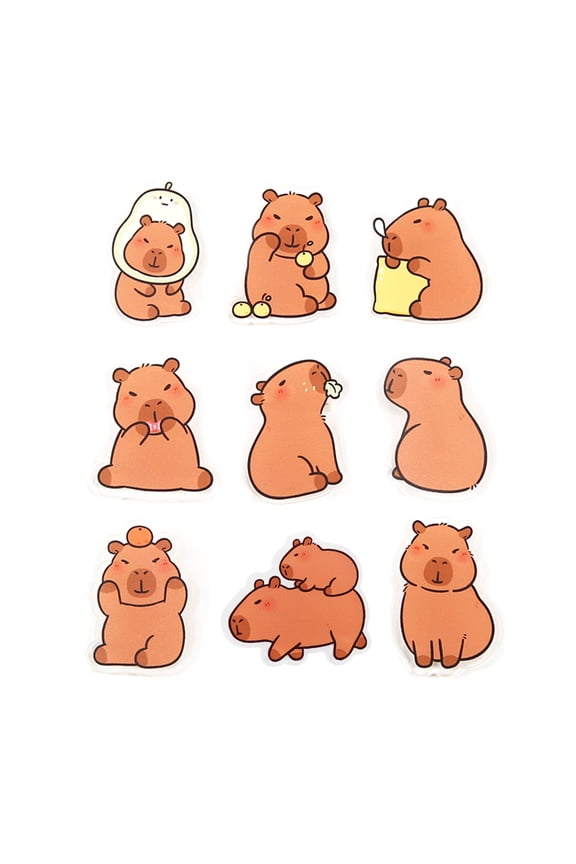 Set of 9 Capybaras Acrylic Brooch Pins Multipurpose Animal Badge for Bags and Clothes Decoration Stylish Breastpins