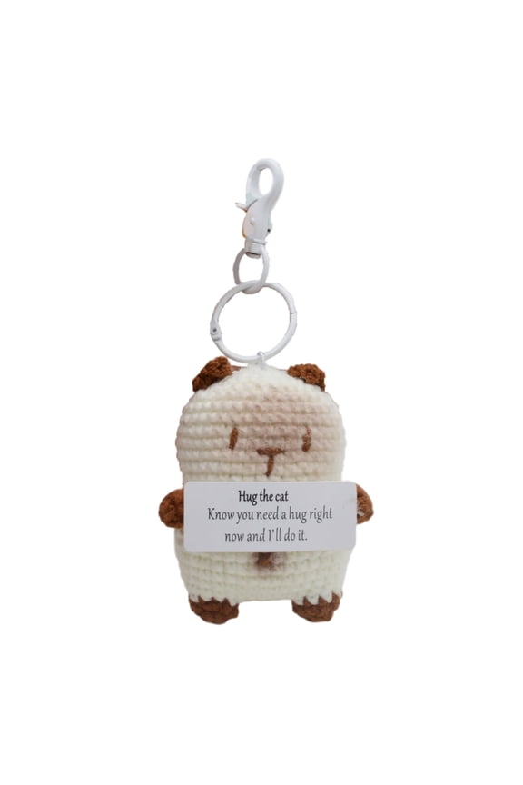 Siamese Cat Keychain Handmade Knitted Cat Pendant Hangings Ornament Keyring Backpack Decoration Jewelry for Women