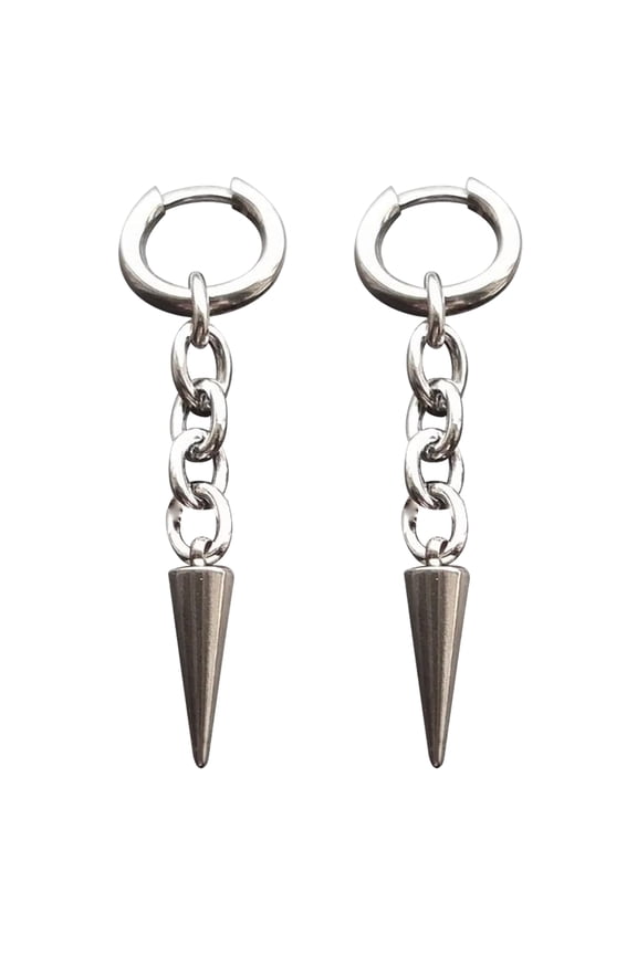 Silver Plated Tooth Hoop Earrings Minimalist Ear Buckle Stainless Steel Ear Studs Dangle Earring Punk Jewelry