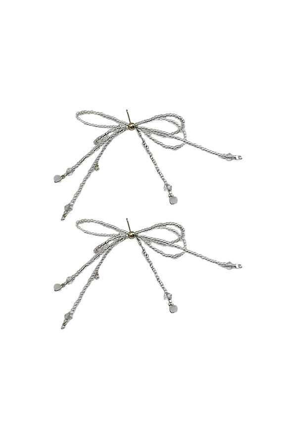 Simple Butterfly Knot Earrings for Women Ear Piercing Ornament Delicate Beaded Bowknot Shaped Ear Studs Jewelry Ornament