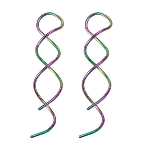 Fogun Spiral-Threader Earring Stainless Steel Dangle Earring Handmade Twisted Linear Curved Dangling Minimal Earring Unisex