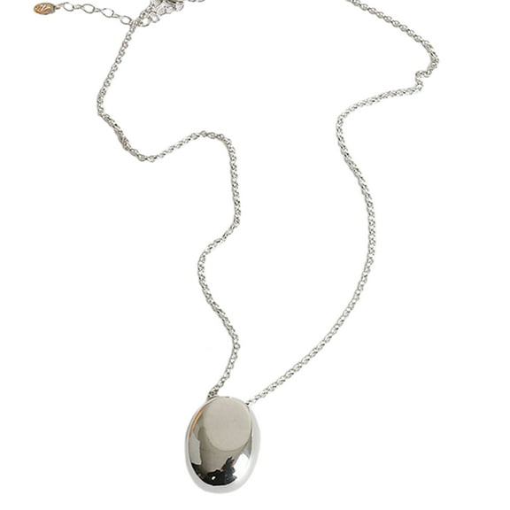 Fogun Steel Oval Pendant Necklace for Women Long Sweater Chain Luxury Charm Choker Party Elegant Party Jewelry