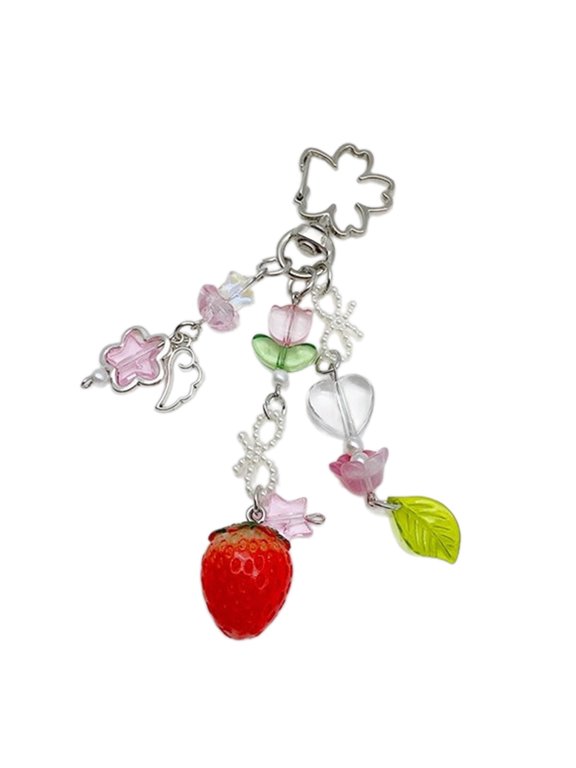 Strawberry Keychain Charm Bag Ornaments Acrylic Alloy Strawberry Backpack Pendant for Fashion Lover