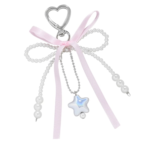 Fogun Stylish Love Heart Pendant Bowknot Keychain Accessory Stylish Key Holder for Women Sturdy Alloy Car Key Pendant