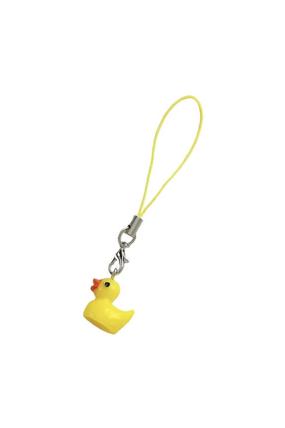 Stylish Yellow Duck Smartphone Hanging Charm Portable Animal Keychain Pendant Elegant Bag Accessory for Daily Use