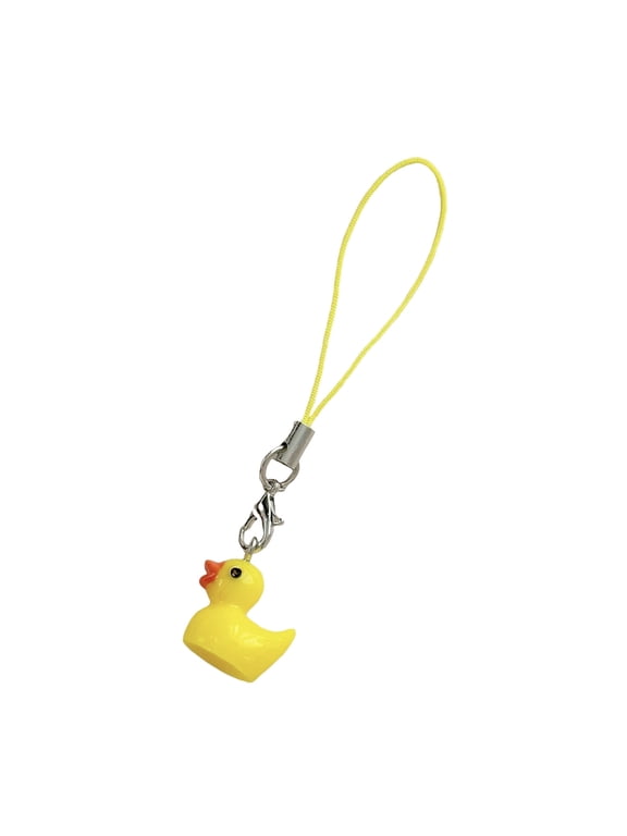 Stylish Yellow Duck Smartphone Hanging Charm Portable Animal Keychain Pendant Elegant Bag Accessory for Daily Use
