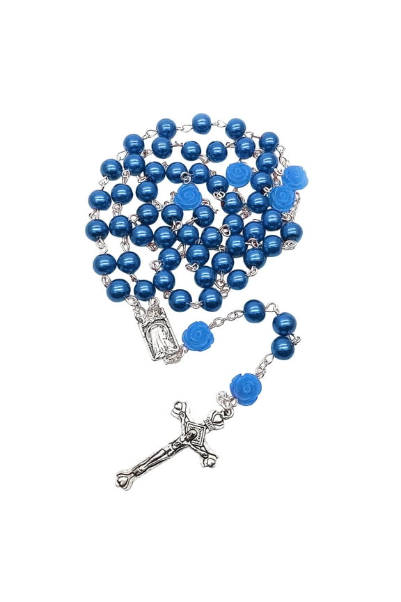 Unique Beads Necklace Glass Bead Rose Flower Clavicle Chain Catholic Jewelry Rosary Necklace