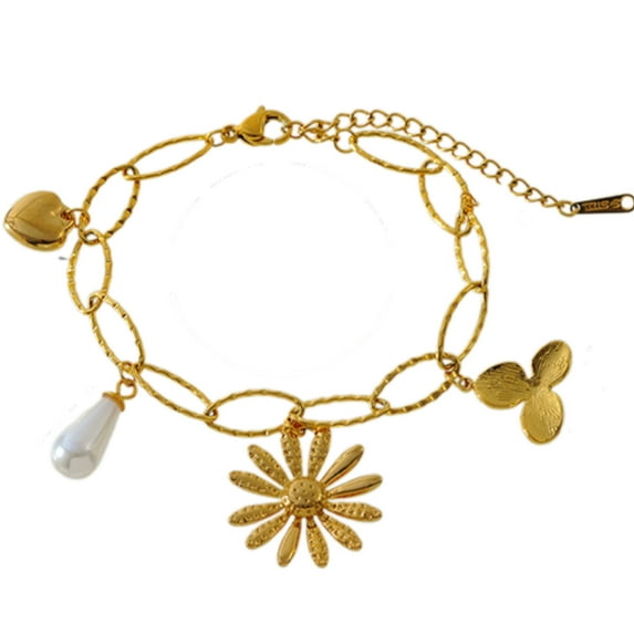 Fogun Unique Fashion Bracelet Featuring Flower And Heart Charm Elegant Wristband For Versatile Styles For Any Occasion