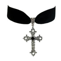Fogun Unique Pendant Necklace Gothic Vintage Black Velvets Crucifix Choker Halloween Witch Jewelry Accessory