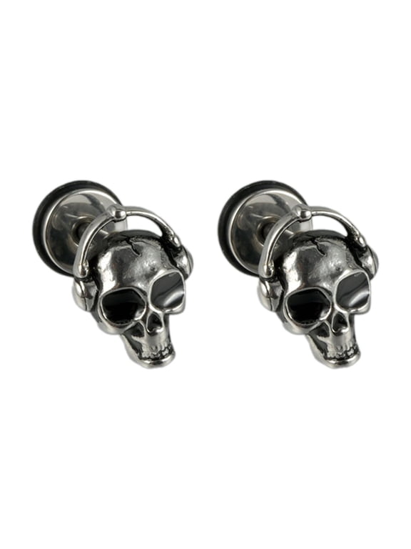 Unique Stainless Steel Skull Ear Piercings Goth Ear Studs Earrings Comfortable Wear Party Makeup for Fashion Enthusiasts