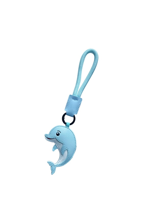 Versatile Leather Dolphin Keychain Adorable Sea Creature Charm Bag Decoration for Students and Adults