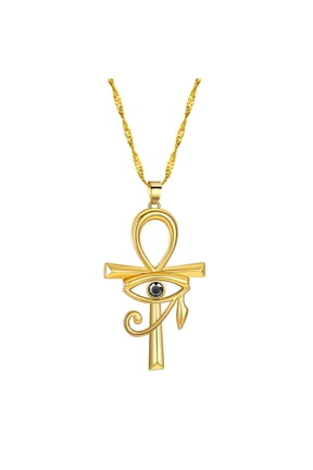 Viking-Crystal Eye Cross-Necklace For Women Men Amulet Religion Punk Vintage Jewelry Evil-Eye Golden Chains Necklaces