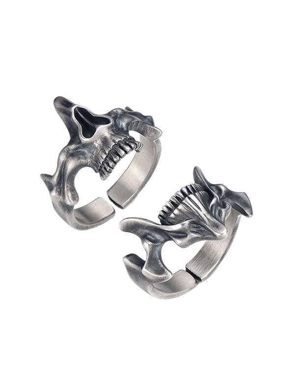 Vintage Silver Skull Rings Men's Punk Skull Rings Vintage Silver Cool Rings Jewelry Accessory