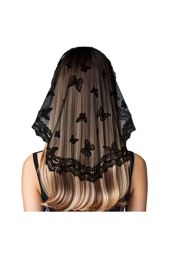 Wedding Pray Scarf Mantilla Veil Floral Shawl Lace Trim for Ladies Mother Wedding Party Headwear Mantilla