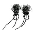 thumbnail image 1 of Fogun White Black Flower Earrings for Women Statement Jewelry Handmade Crystal Organza-Flower Earring Gifts, 1 of 2
