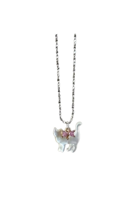 Zircon Bow Cat Pendant Necklace Adjustable Length Clavicle Chains Fashionable Animal Collarbone Chain Jewelry for Women