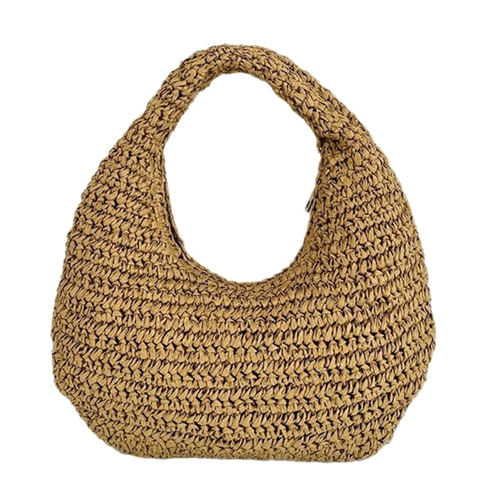 Women's Handmade Top Handle Bags Beach Handbags Raffia Woven Bags Straw ...
