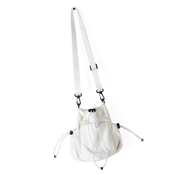 Casual Nylon Bucket Bag With Drawstring Pleats Shoulder Pack Adjustable Strap Satchel Crossbody Purse For Women