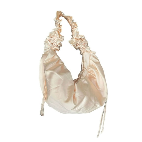 Shoulder Bag Canvas Solid Color Office Worker Crossbody Satchel Purse With Ruffle Drawstring Designs For Everyday Use