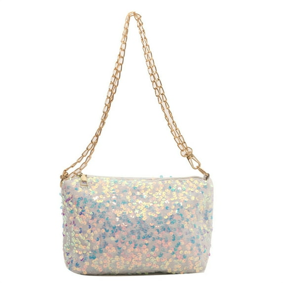 Women Sequins Shoulder Bag Fashion Crossbody Bag Chain Strap Messengers Bag Small Square Bag Evening Bag for