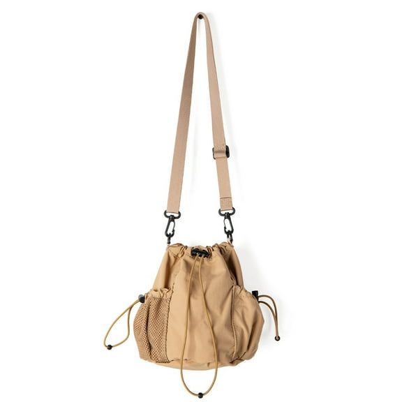 Casual Nylon Bucket Bag With Drawstring Pleats Shoulder Pack Adjustable Strap Satchel Crossbody Purse For Women
