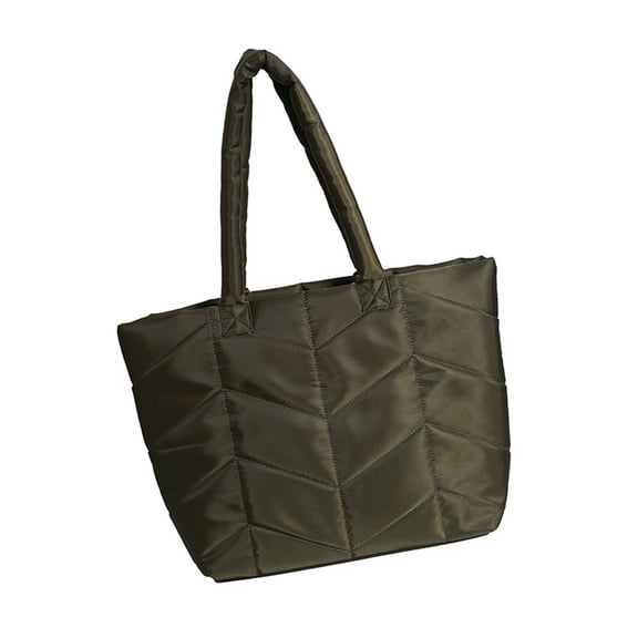 Winter Quilted Shoulder Bag Large Capacity Nylon Padded Nylon Underarm Purse Casual Handbag for Women