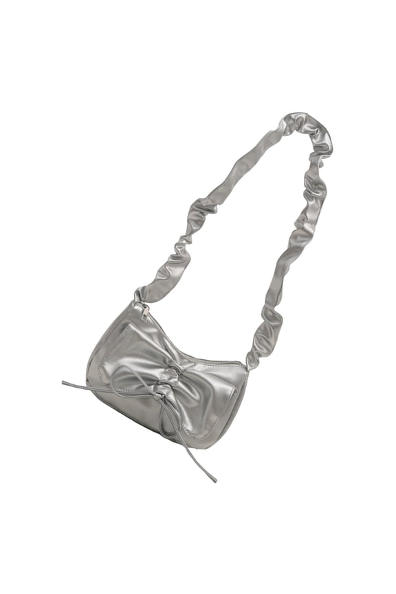Fashion Pleated Ruched Shoulder Handbag with Bowknot Aesthetic PU Shape Underarm Bag Purse for Women