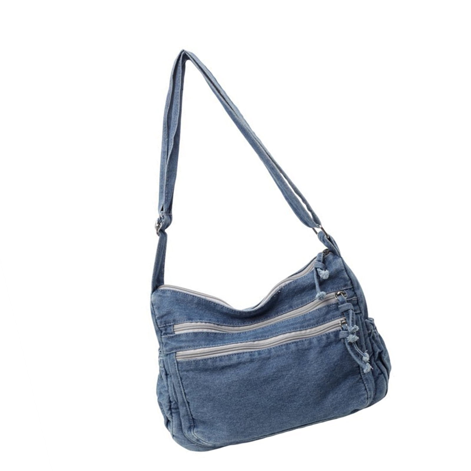 MKP Collection Women's Quilted Denim Crossbody Handbag with