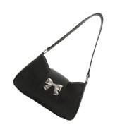 Elegant Shoulder Bag for Women PU Leather Evening Purses Trendy Armpit Bags Bows Underarm Purse Office Handbag