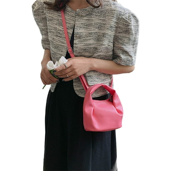 Women Bag PU Leather Shoulder Bag Fashion Ruched Crossbody Bag Casual Bag Solid Color Handbag and Purse