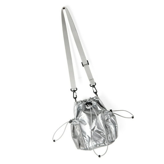 Casual Nylon Bucket Bag With Drawstring Pleats Shoulder Pack Adjustable Strap Satchel Crossbody Purse For Women