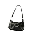 thumbnail image 1 of Punk PU Leather Single Shoulder Bag with Chain for Women Star Rivets Underarm Purse Handbag Zippered Armpit Bag, 1 of 2
