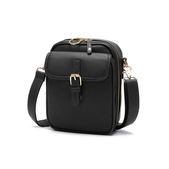 Women Man Shoulder Bag Stylish Phone Bag PU Leather Crossbody Bag Small Purse Double Layer Messengers Bag for Daily