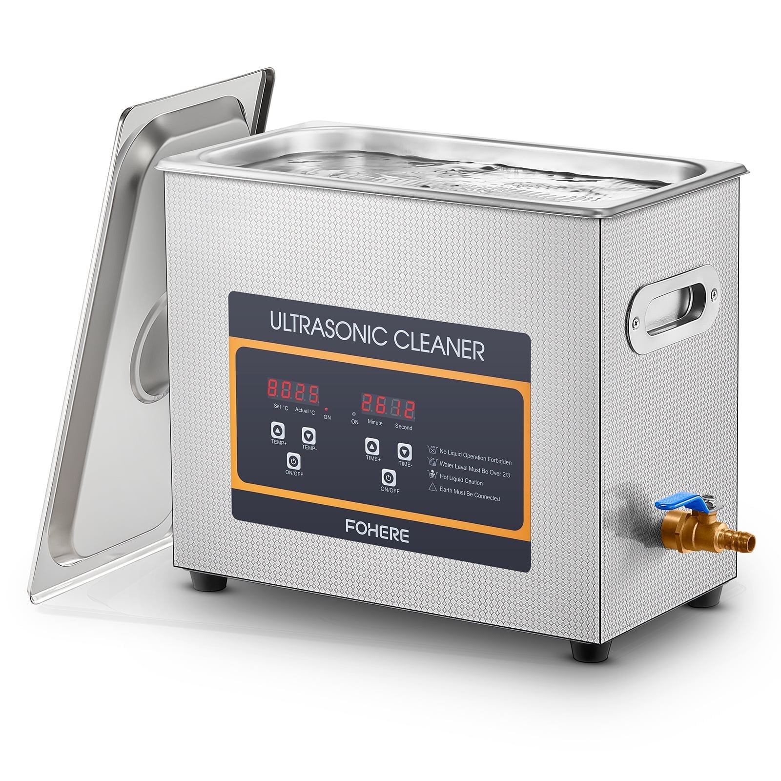 FOHERE Ultrasonic Cleaner 6.5L with Heater and Timer, 180W Stainless Steel Ultrasonic Jewelry Cleaner for Parts, Glasses, Watch, Retainer
