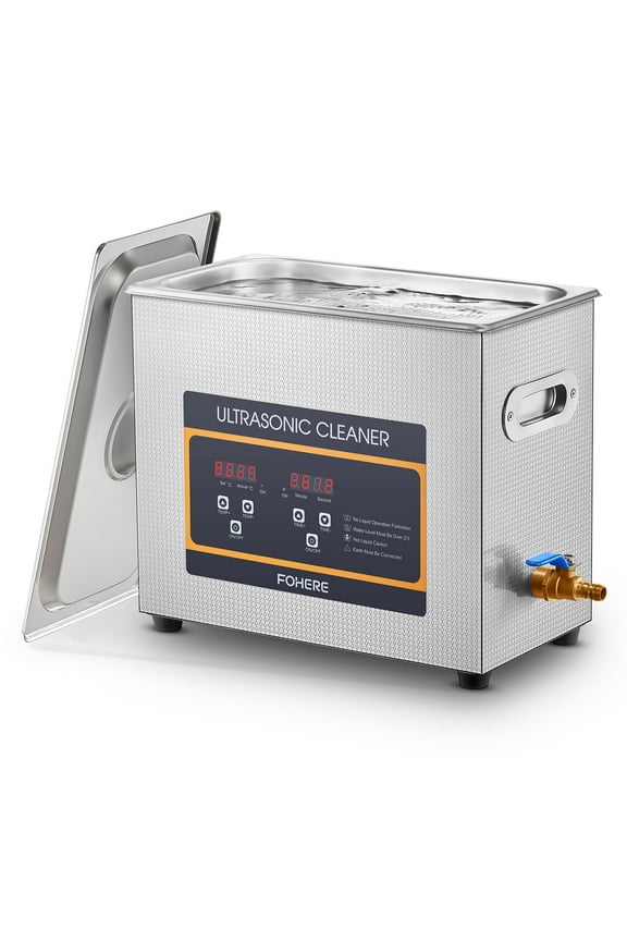 Ultrasonic Cleaner 6.5L with Heater and Timer, 180W Stainless Steel Ultrasonic Jewelry Cleaner for Parts, Glasses, Watch, Retainer