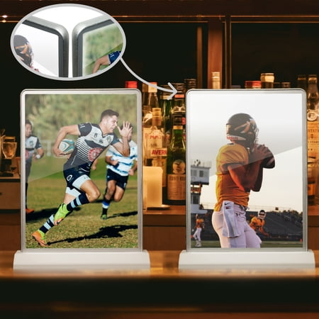 Fohfurniture A4 11.69" x 8.27" Dual-Sided LED Backlit Poster Frame, Photo Frame Sign with Rechargeable Battery, LED lightbox for Ads, Flyers, and Restaurant Menus