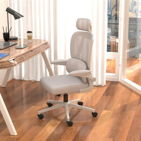 Fohfurniture Ergonomic Mesh Office Chair with Adjustable Head, High Back Desk Chair with Swivel and Tilt Function, Armrest and Lumbar Support Computer Executive Desk Chair