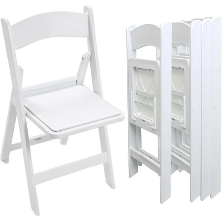 Fohfurniture Lightweight Folding Chair Set of 4, White Resin Banquet Event Seats, Stackable
