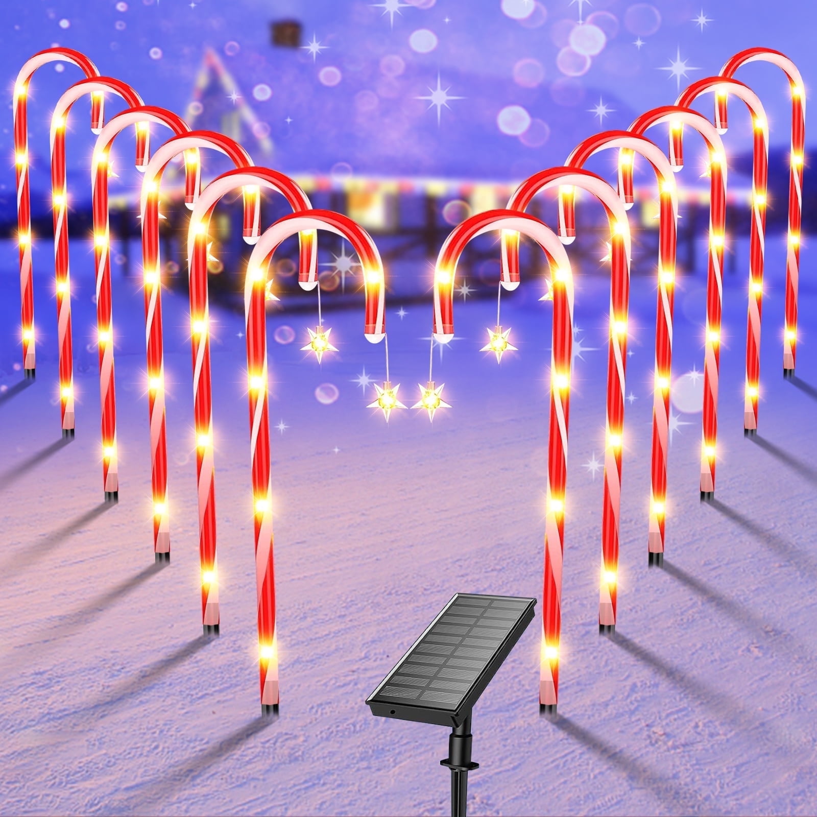 Fohil 12 Pack Christmas Solar Candy Cane Lights for Christmas Garden ...